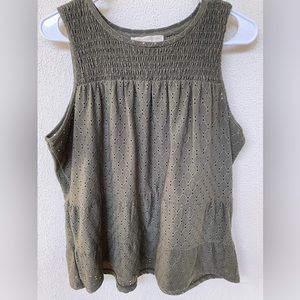 Army green, Micheal Kors eyelet, sleeveless top.